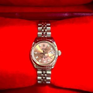ROLEX LADIES DATEJUST SALMON PINK DIAL WITH 10pt DIAMONDS